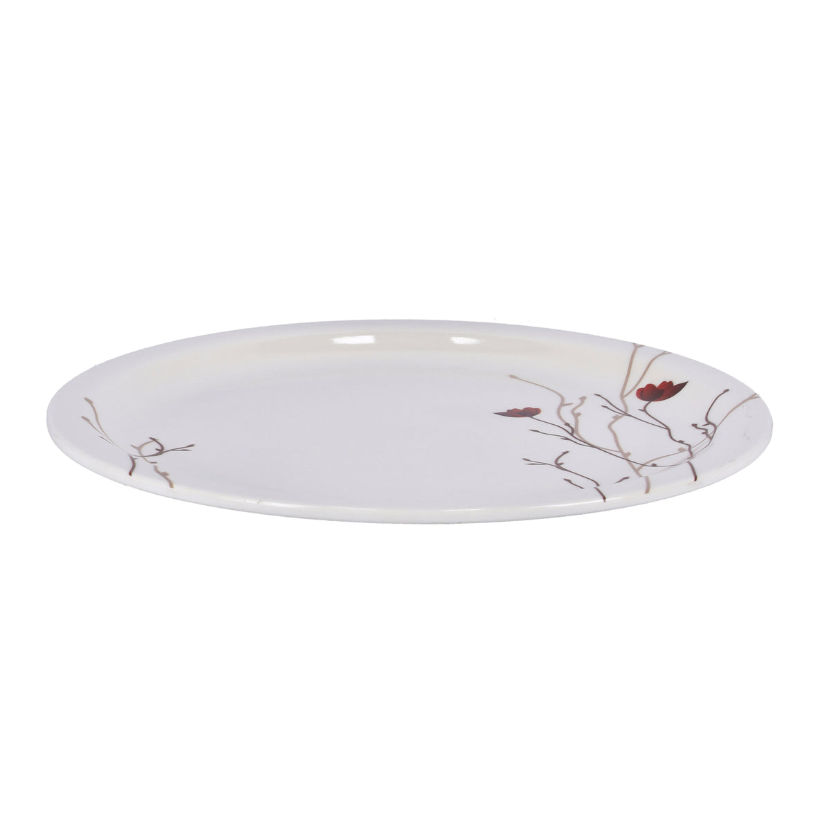 Royalford RF6733 10.5" Melamine Dinner Plate| durable and break-resistant build with elegant floral design| lightweight feel and perfect for daily serving meals|