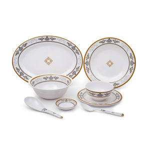 Royalford RF6971 35-Piece Melamine Dinner Set |  Break Resistant |  Dishwasher Safe |  Elegant Dinnerware Set for Everyday Dining, Family Meals & Special Occasions