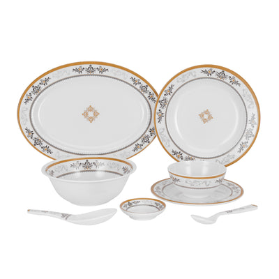 Royalford RF6971 35-Piece Melamine Dinner Set |  Break Resistant |  Dishwasher Safe |  Elegant Dinnerware Set for Everyday Dining, Family Meals & Special Occasions