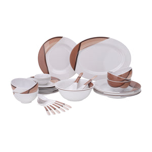 Royalford RF6972 35-Piece Melamine Dinner Set | Break Resistant | Dishwasher Safe| Freezer Safe Dinnerware for Everyday Dining, Family Meals & Special Occasions