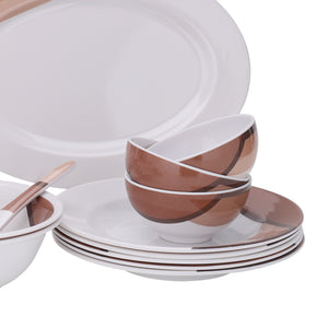 Royalford RF6972 35-Piece Melamine Dinner Set | Break Resistant | Dishwasher Safe| Freezer Safe Dinnerware for Everyday Dining, Family Meals & Special Occasions