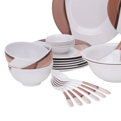 Royalford RF6972 35-Piece Melamine Dinner Set | Break Resistant | Dishwasher Safe| Freezer Safe Dinnerware for Everyday Dining, Family Meals & Special Occasions
