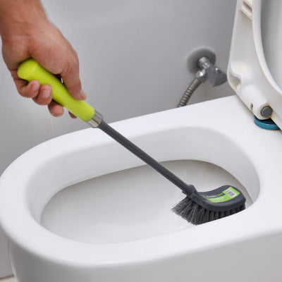 Royalford RF6997GR toilet brush with long handle| ergonomic grip, flexible bristles for deep cleaning| scratch-free, and durable PP+PET material, for all toilet|