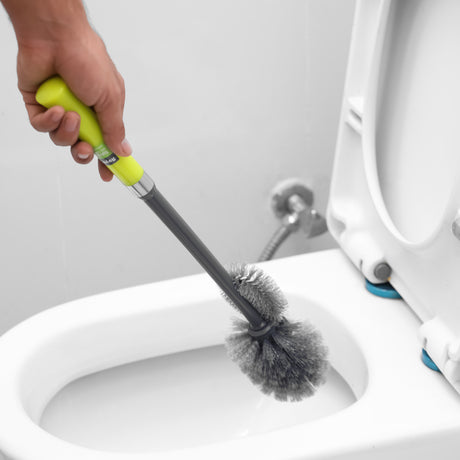 Royalford RF6998GR toilet brush | dual head design, long handle and ergonomic grip| flexible bristles, scratch-free, durable PP+PET, ideal for all toilet types|