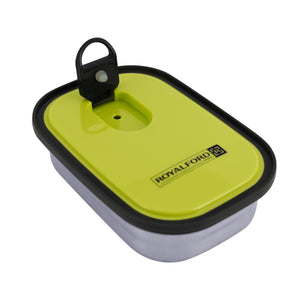 Royalford RF7013 Rectangle Stainless Steel Food Container 350ml| BPA-free storage box with durable build| hygienic design, leak-resistant lid, and compact size|