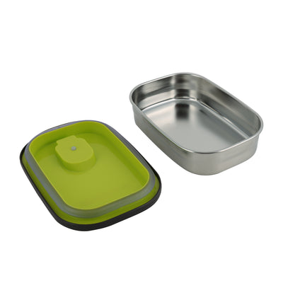 Royalford RF7013 Rectangle Stainless Steel Food Container 350ml| BPA-free storage box with durable build| hygienic design, leak-resistant lid, and compact size|