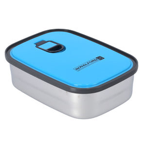 Royalford RF7014BL 680ML Stainless Steel Rectangle Food Container | Leakproof Airtight Lid|  BPA Free Food Storage Lunch Box with Sealing Ring for Office, School, Travel