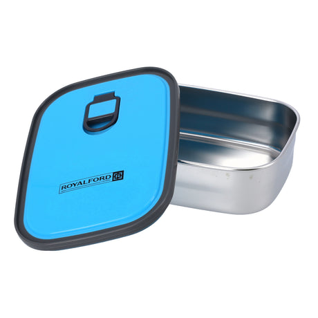Royalford RF7014BL 680ML Stainless Steel Rectangle Food Container | Leakproof Airtight Lid|  BPA Free Food Storage Lunch Box with Sealing Ring for Office, School, Travel