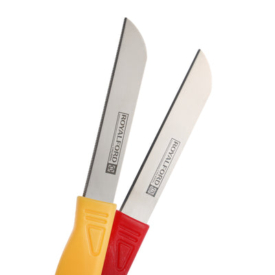 Royalford RF7028 2PCS Fruit Knife Set | Stainless Steel Sharp Blades | Ergonomic PP Handle | Durable Kitchen Knives for Fruits & Vegetables Peeling, Slicing & Cutting