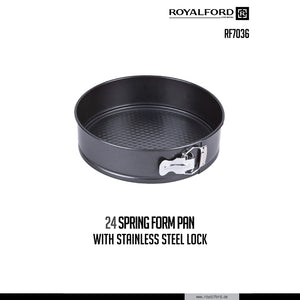 Royalford RF7036 24cm Non-Stick Spring Form Cake Pan | Stainless Steel Lock and Removable Base | Easy Release Bakeware | Round Baking Pan for Cheesecake & Sponge Cakes