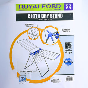 RoyalFord RF7137 Foldable Cloth Dry Stand | Rust Proof Metal Laundry Drying Rack with Easy Folding Design | Durable Indoor & Outdoor Clothes Airer | Perfect for Home Use