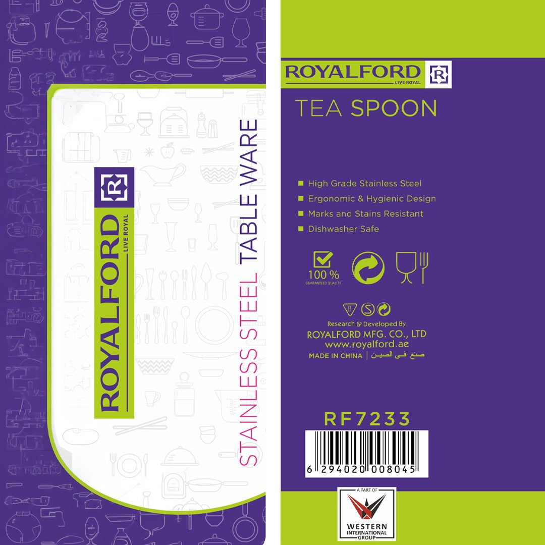 Royalford RF7233 Stainless Steel Tea Spoon | Durable Ergonomic Tea & Coffee Spoon| Dishwasher Safe| Rust & Stain Resistant Cutlery for Home, Hotel, Café & Restaurant Use