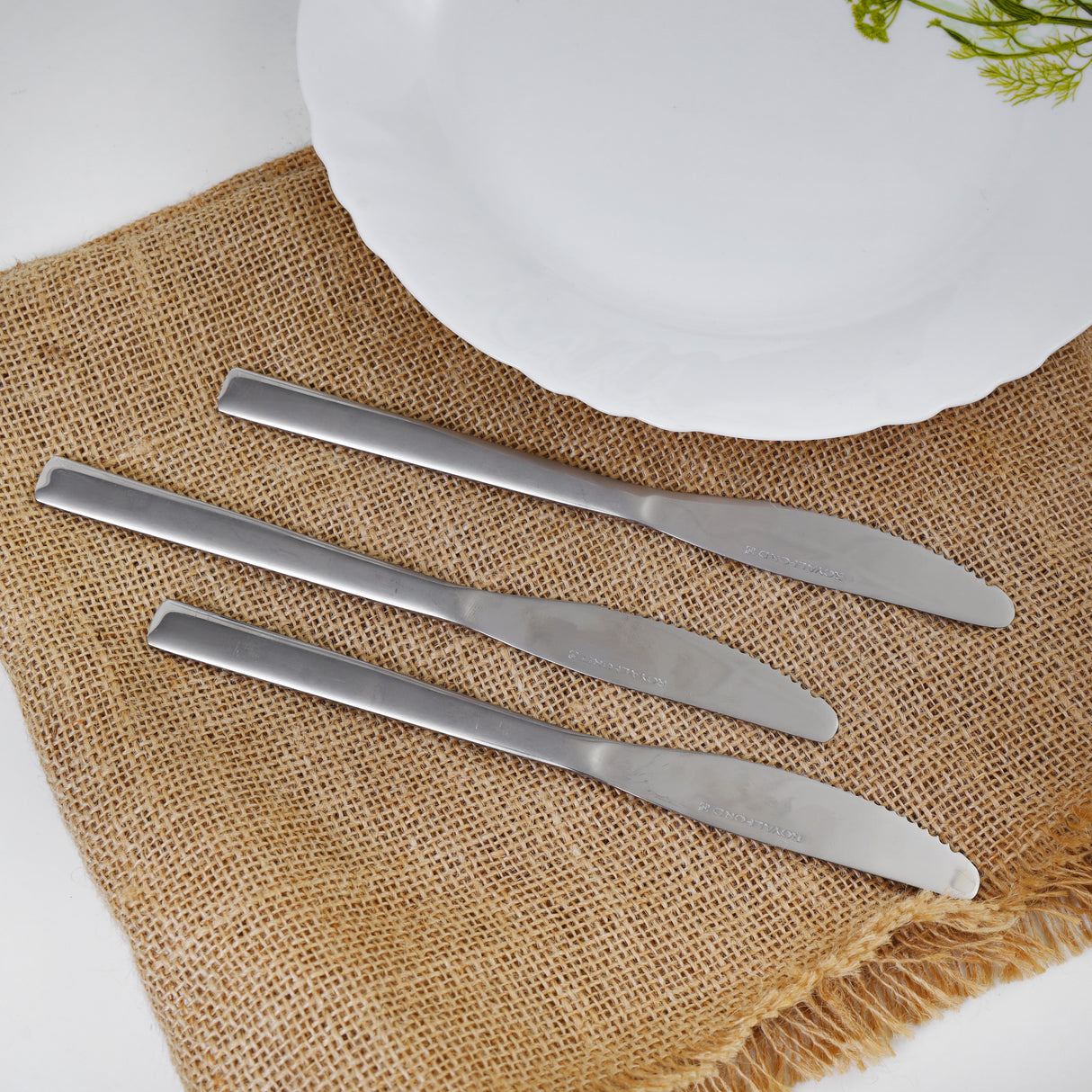 Royalford RF7234 Stainless Steel Table Knife | Sharp Serrated Dining Knife | Ergonomic Handle | Rust Resistant Durable Cutlery for Home, Hotel & Restaurant Tableware Use