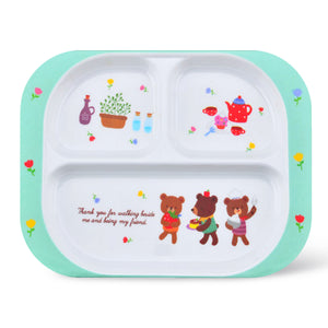Royalford RF7247 Kids Baby Plate | 3-Section Rectangular Melamine Baby Feeding Plate | Cute Graphics | Lightweight Durable Tableware for Toddlers & Children Daily Use