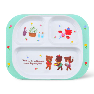 Royalford RF7247 Kids Baby Plate | 3-Section Rectangular Melamine Baby Feeding Plate | Cute Graphics | Lightweight Durable Tableware for Toddlers & Children Daily Use