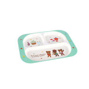 Royalford RF7247 Kids Baby Plate | 3-Section Rectangular Melamine Baby Feeding Plate | Cute Graphics | Lightweight Durable Tableware for Toddlers & Children Daily Use