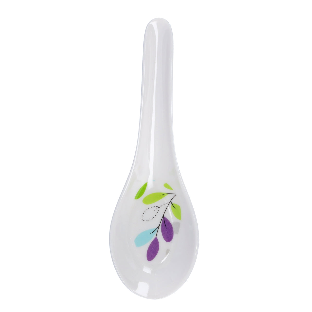 Royalford RF7389 Premium Melamine Soup Spoon | Elegant Leaf Design | Heat Resistant Lightweight & Break Resistant Serving Spoon for Daily Home, Hotel & Kitchen Use