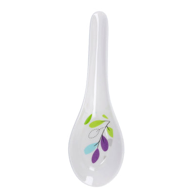 Royalford RF7389 Premium Melamine Soup Spoon | Elegant Leaf Design | Heat Resistant Lightweight & Break Resistant Serving Spoon for Daily Home, Hotel & Kitchen Use