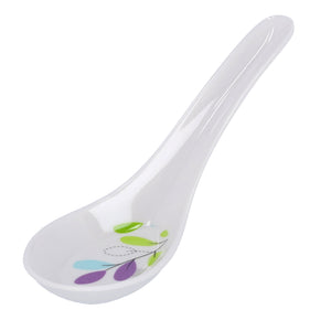 Royalford RF7389 Premium Melamine Soup Spoon | Elegant Leaf Design | Heat Resistant Lightweight & Break Resistant Serving Spoon for Daily Home, Hotel & Kitchen Use