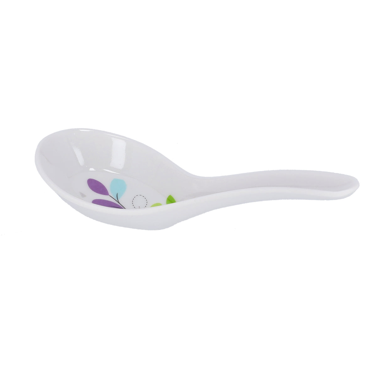 Royalford RF7389 Premium Melamine Soup Spoon | Elegant Leaf Design | Heat Resistant Lightweight & Break Resistant Serving Spoon for Daily Home, Hotel & Kitchen Use