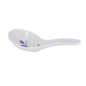 Royalford RF7389 Premium Melamine Soup Spoon | Elegant Leaf Design | Heat Resistant Lightweight & Break Resistant Serving Spoon for Daily Home, Hotel & Kitchen Use