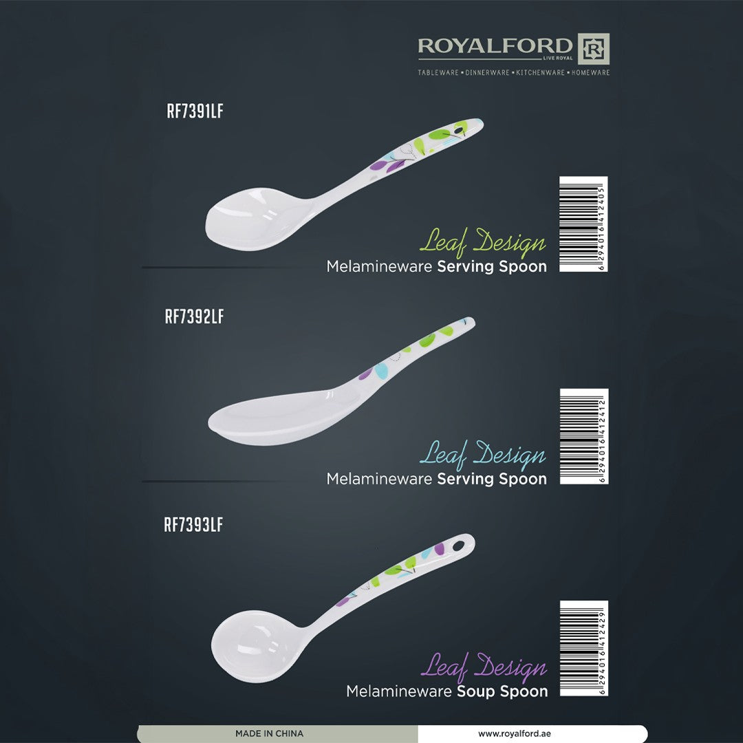 Royalford RF7391LF Premium Melamine Soup Ladle | Heat Resistant Lightweight Serving Spoon | Ergonomic Handle | Break Resistant Kitchen Utensil for Daily  Cooking Use
