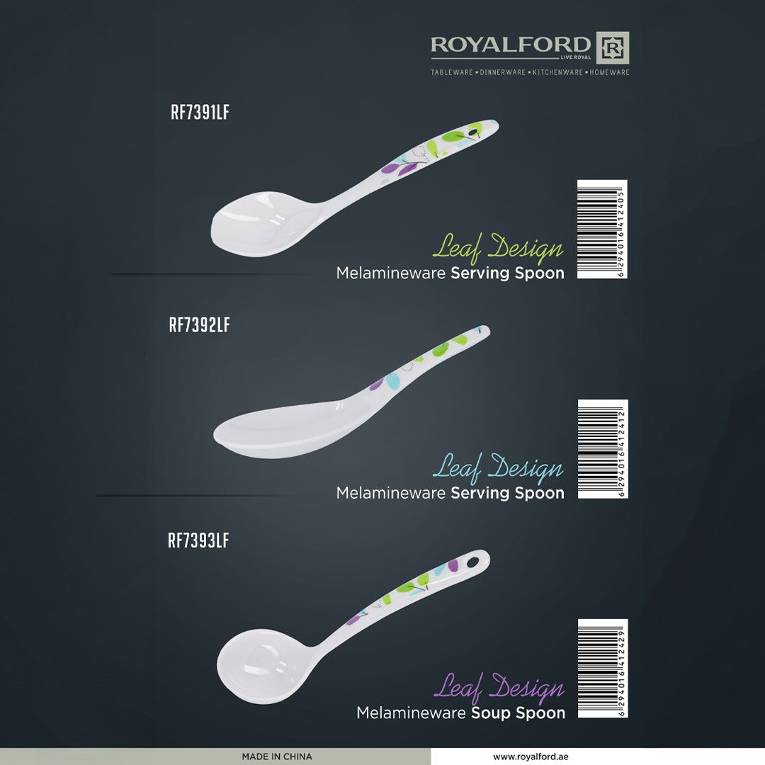 Royalford RF7392LF Premium Melamine Soup Ladle | Heat Resistant Lightweight Serving Spoon | Ergonomic Handle | Break Resistant Kitchen Utensil for Daily  Cooking Use