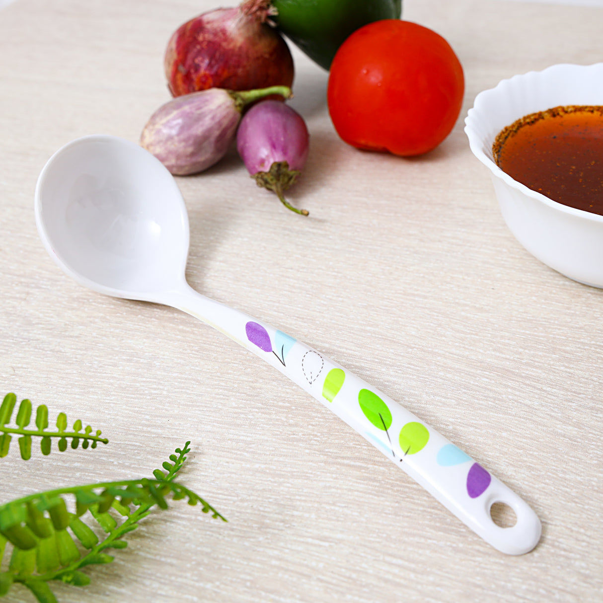 Royalford RF7393LF Premium Melamine Soup Ladle | Heat Resistant Lightweight Serving Spoon | Ergonomic Handle | Break Resistant Kitchen Utensil for Daily Cooking Use