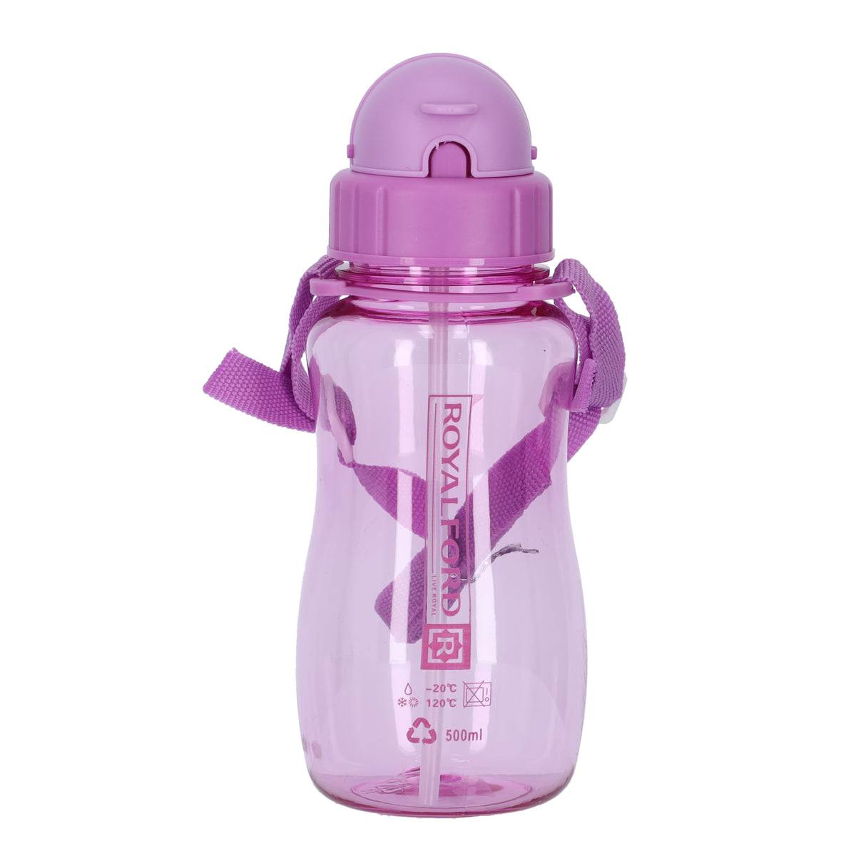 Royalford RF7581PP 500ml Water Bottle | BPA-Free Lightweight Polymer Leak-Proof Drinking Bottle with Carry Strap | Perfect for School, Travel, Kids Daily Hydration Use