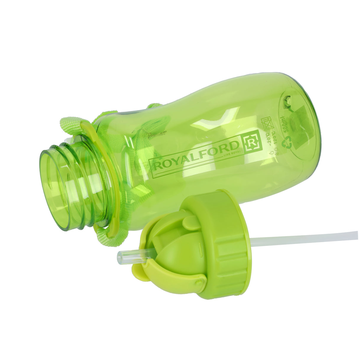 Royalford RF7581 500ml BPA-Free Water Bottle | Lightweight Leak-Proof Polymer Drinking Bottle with Carry Strap for School, Travel and Kids  Daily Hydration Use