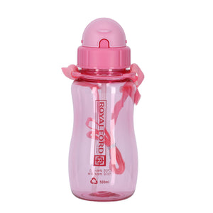 Royalford RF7581PN 500ml Water Bottle | BPA-Free | Lightweight Polymer Leak-Proof Drinking Bottle with Carry Strap for School, Gym, Travel, Kids & Daily Hydration