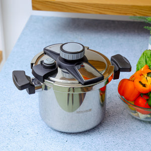 Royalford 7 Litre Stainless Steel Pressure Cooker RF7605 | Durable SS Body | Easy Lock Lid| Safety Valve & Precision Pressure Control Valve| Efficient For Family Cooking