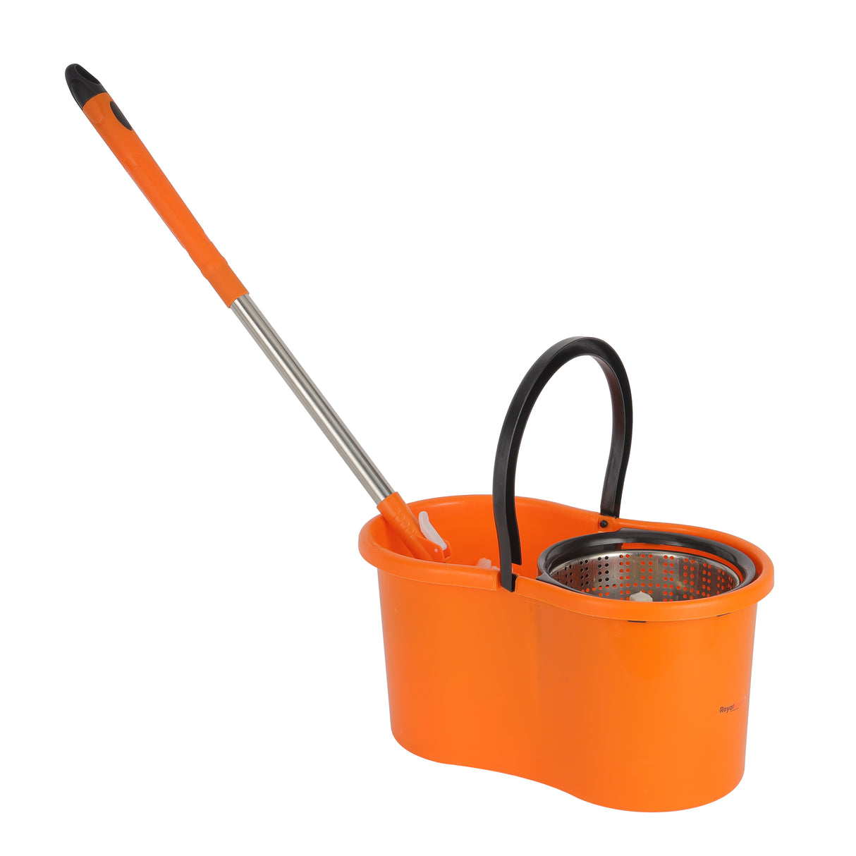 Royalford RF7709 Mop and Bucket Set | Modern Spin 360 Degree Spinning Mop Bucket Home Cleaner| Extended Easy Press Stainless Steel Handle and Easy Wring Dryer Basket