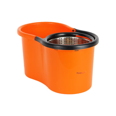 Royalford RF7709 Mop and Bucket Set | Modern Spin 360 Degree Spinning Mop Bucket Home Cleaner| Extended Easy Press Stainless Steel Handle and Easy Wring Dryer Basket