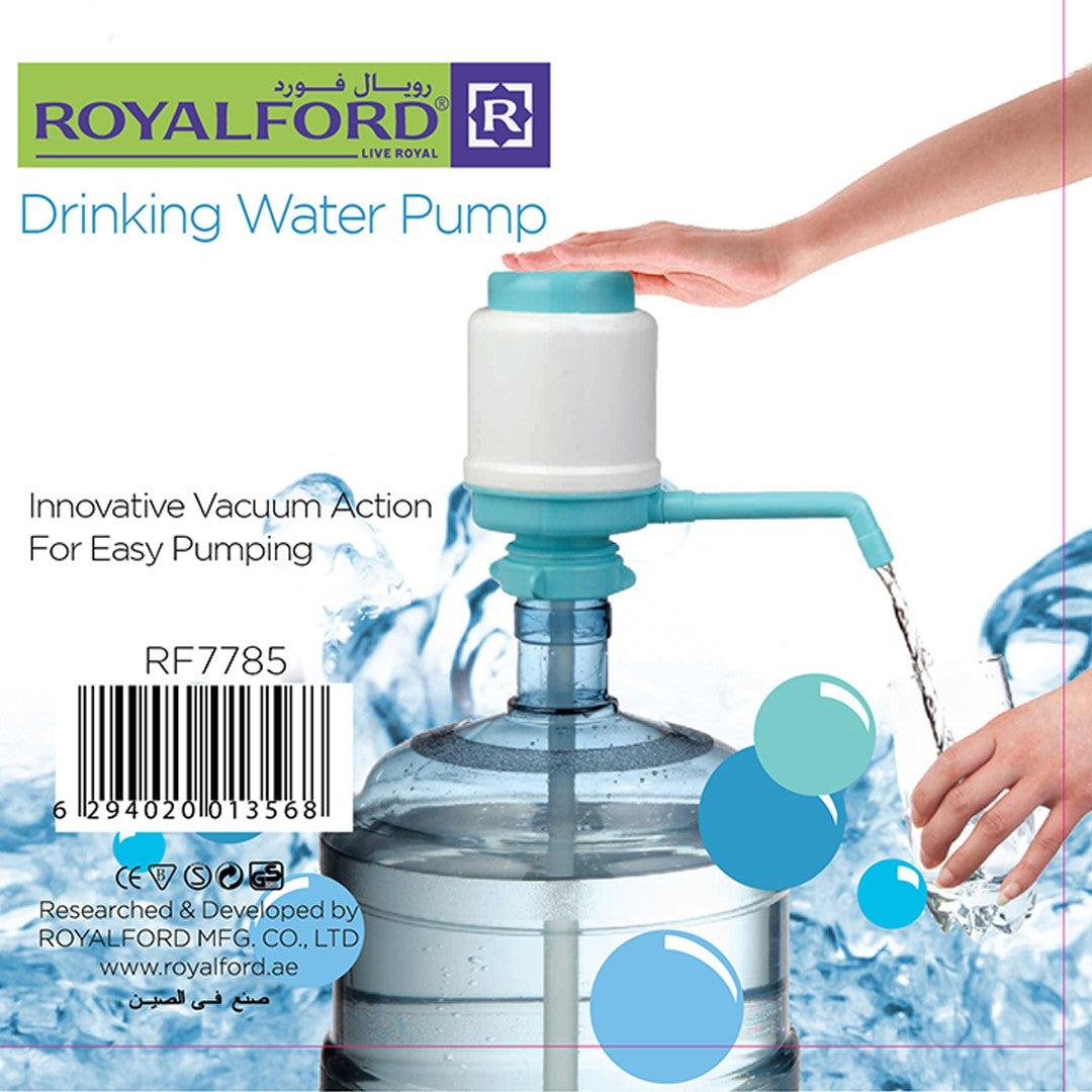 Royalford RF7785 Drinking Water Pump | Manual Vacuum Action Water Dispenser for Bottled Water| No Electricity Required | Ideal for Home, Office, Camping & Outdoor Use