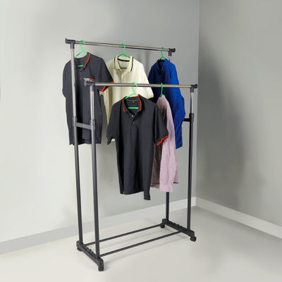 Royalford RF7801 Extendable Garment Rack | Stainless Steel Adjustable Clothes Hanging Stand for Home, Laundry Room, Bedroom & Boutique |Durable Rust Resistant Organizer