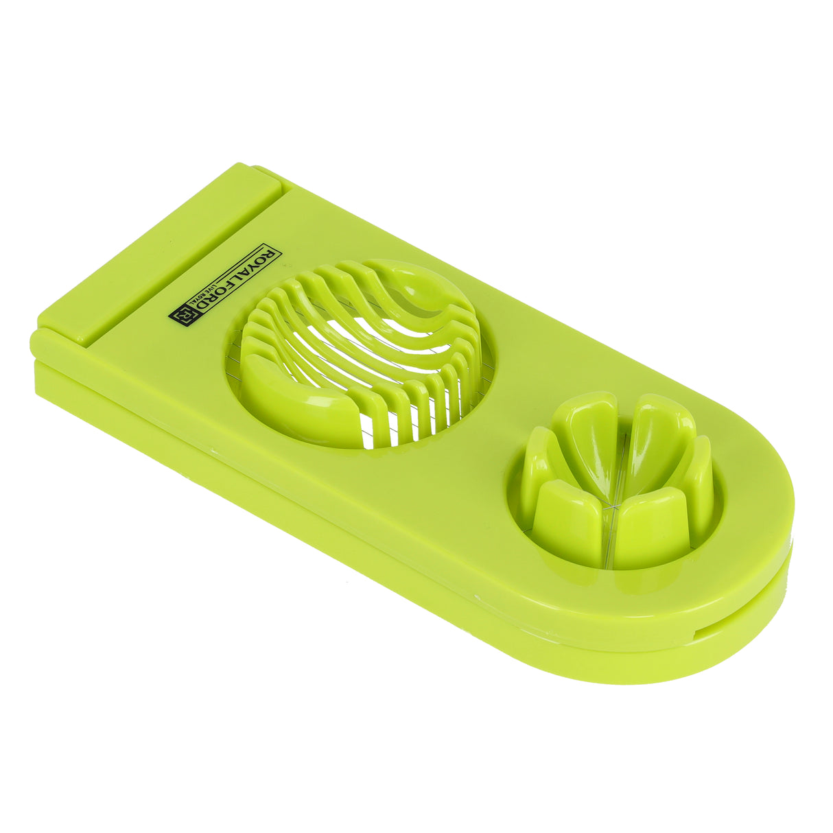 Royalford RF7850 Double Egg Slicer | Dual Function Stainless Steel Cutting Wires | Durable Plastic Body | Dishwasher Safe Egg Cutter for Kitchen, Salads and Garnishing