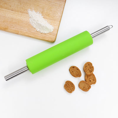 Royalford RF8325 Deluxe Rolling Pin | Silicone Cover Non Stick Dough Roller | Stainless Steel Handles | Perfect for Roti, Chapati, Pastry Pizza Baking Smooth Easy Rolling