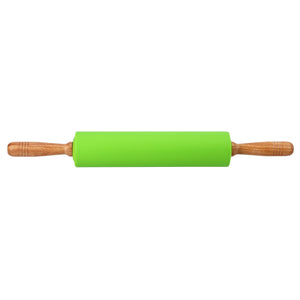 Royalford RF8326 Deluxe Rolling Pin | Silicone Cover Non Stick Baking Roller with Wooden Handles | Perfect for Roti, Chapati, Pastry & Pizza | Easy Rolling Kitchen Tool