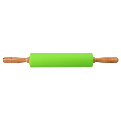 Royalford RF8326 Deluxe Rolling Pin | Silicone Cover Non Stick Baking Roller with Wooden Handles | Perfect for Roti, Chapati, Pastry & Pizza | Easy Rolling Kitchen Tool