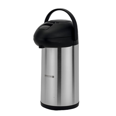 RoyalFord RF8337 4L Double Wall Vacuum Flask | Stainless Steel Pump Action | Airpot Hot and Cold Beverage Dispenser for Catering, Office, Restaurant  & Home Use