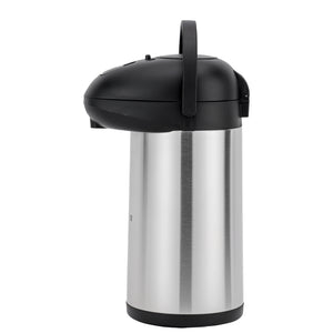 RoyalFord RF8337 4L Double Wall Vacuum Flask | Stainless Steel Pump Action | Airpot Hot and Cold Beverage Dispenser for Catering, Office, Restaurant  & Home Use