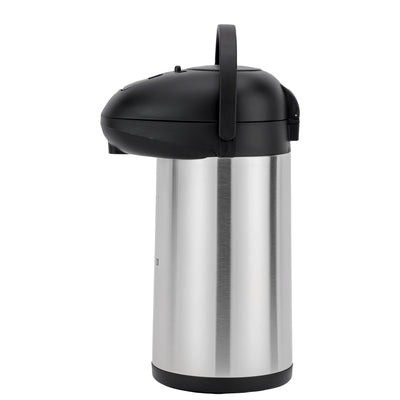RoyalFord RF8337 4L Double Wall Vacuum Flask | Stainless Steel Pump Action | Airpot Hot and Cold Beverage Dispenser for Catering, Office, Restaurant  & Home Use