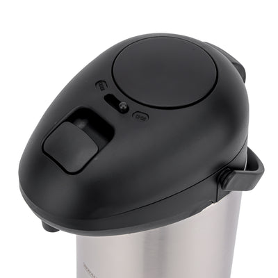 RoyalFord RF8337 4L Double Wall Vacuum Flask | Stainless Steel Pump Action | Airpot Hot and Cold Beverage Dispenser for Catering, Office, Restaurant  & Home Use