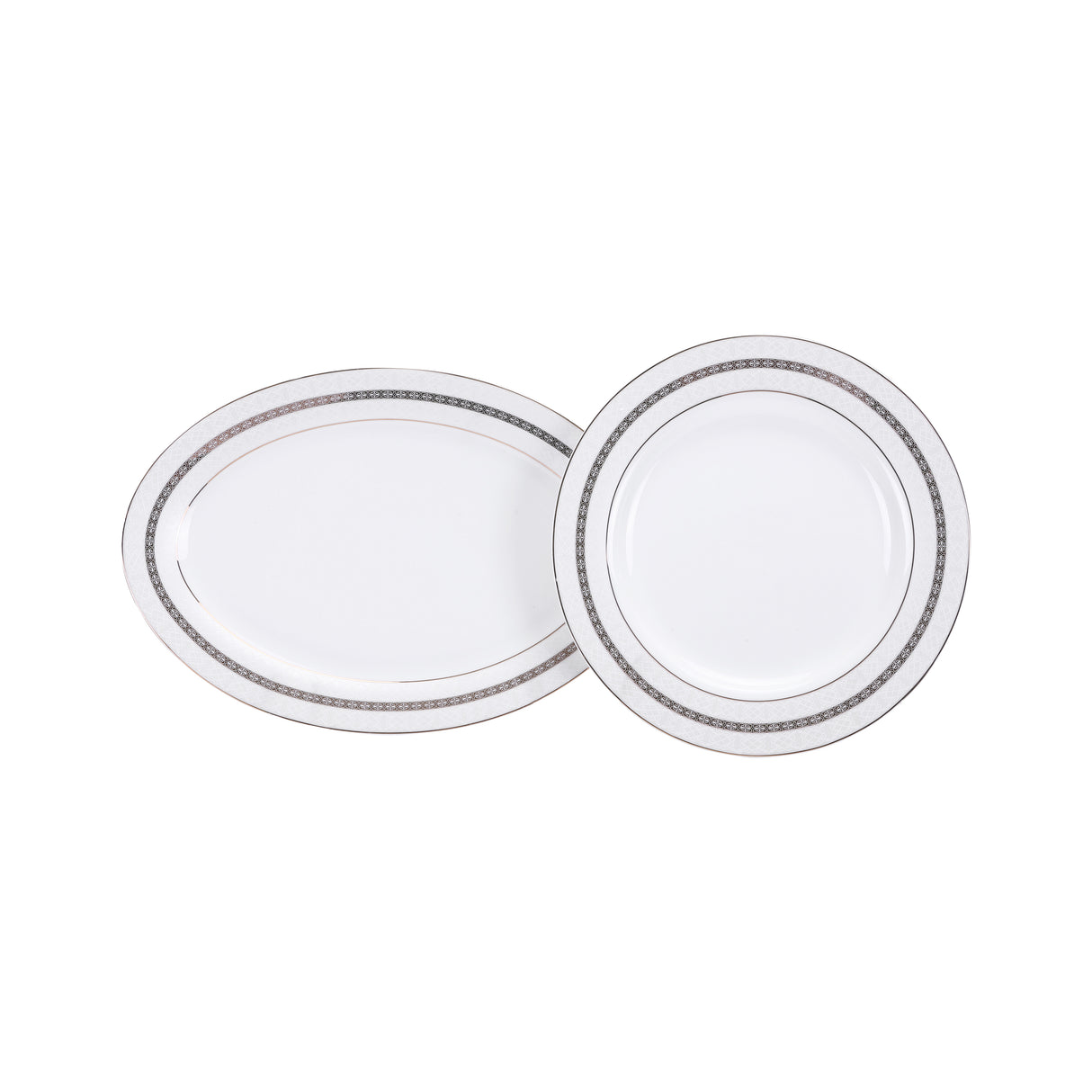 Royalford RF8396 Premium New Bone China 47-Piece Elegant Dinner Set|  Chip-Resistant Build| Gold Rim Design| Luxury Dining Collection for Everyday Meals & Parties