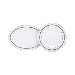 Royalford RF8396 Premium New Bone China 47-Piece Elegant Dinner Set|  Chip-Resistant Build| Gold Rim Design| Luxury Dining Collection for Everyday Meals & Parties