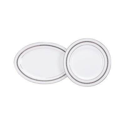 Royalford RF8396 Premium New Bone China 47-Piece Elegant Dinner Set|  Chip-Resistant Build| Gold Rim Design| Luxury Dining Collection for Everyday Meals & Parties