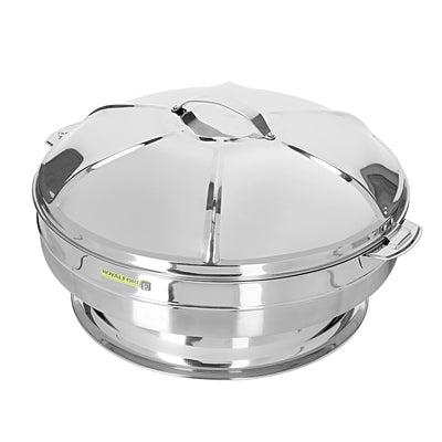 Royalford RF8412 50cm Taj Jumbo Stainless Steel Hot Pot  | Double Wall Insulated Food Warmer | Premium Stainless Steel Construction | Elegant Taj-Inspired Design