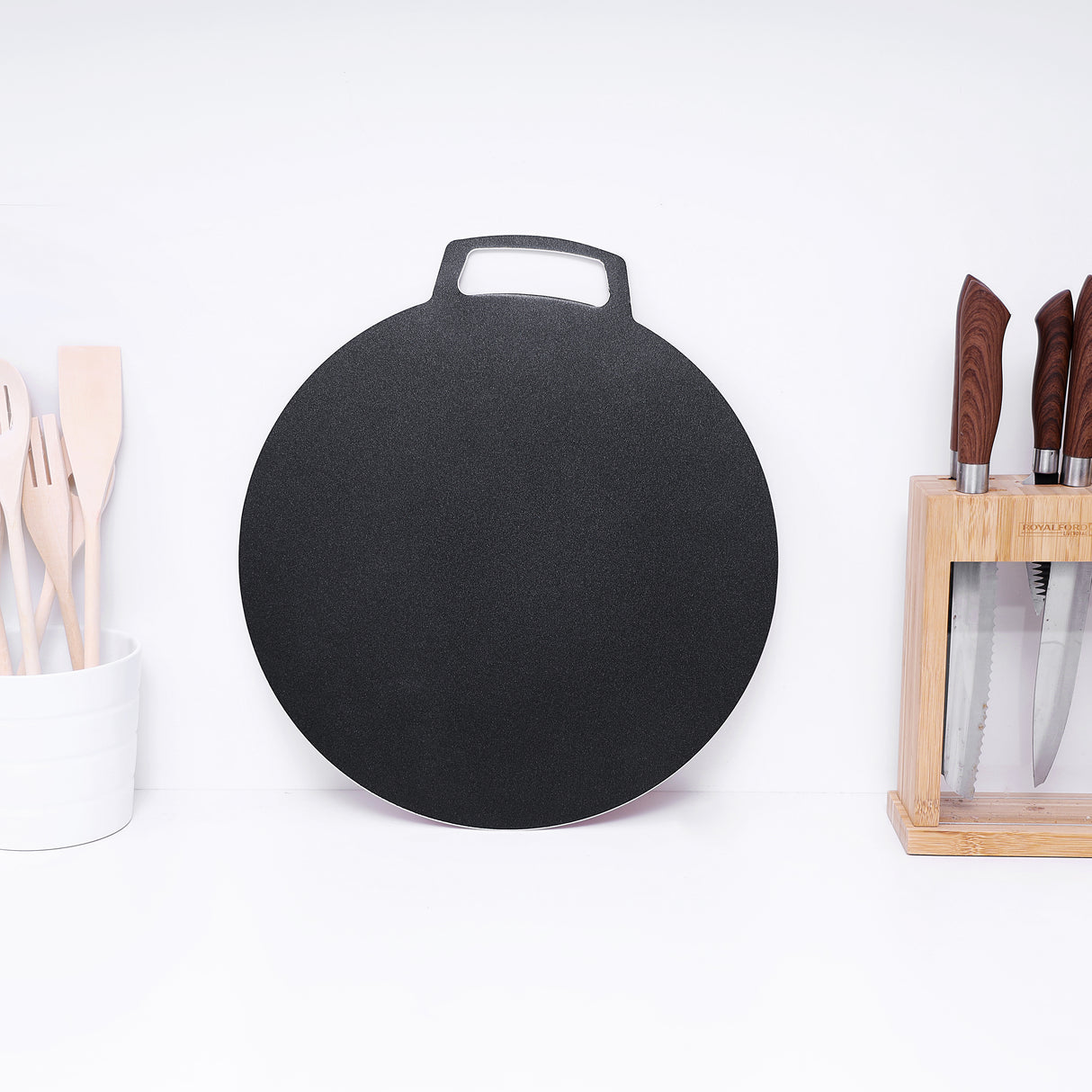 Royalford RF8448 High Performance Flat Tawa 40cm | 3.5mm Thick Non Stick Cookware with 3 Coat Non Stick Layer| PFOA Free | Eco Friendly Design for Roti & Dosa Cooking