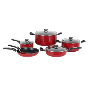Royalford RF8500 10 Pcs Aluminium Cookware Set | 3 Layer Non Stick Coating | Tempered Glass Lids | Multiple Frypans, Casseroles &  Saucepans for Home and Kitchen Use